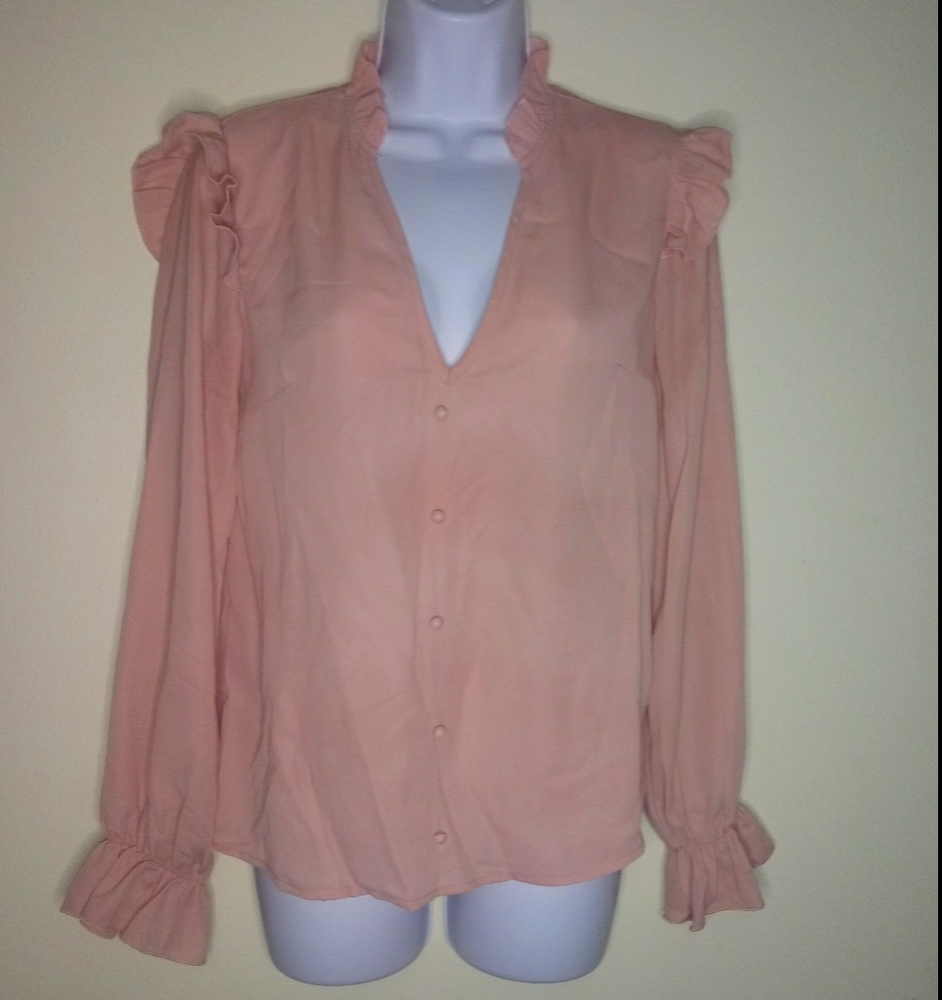 Shein Buttoned Front Ruffle Trimb Blouse Shein Buttoned Front Ruffle Trimb Blouse
